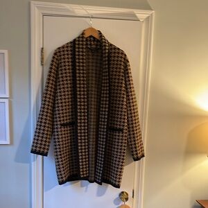 Ann Taylor Houndstooth Open Front Cardigan